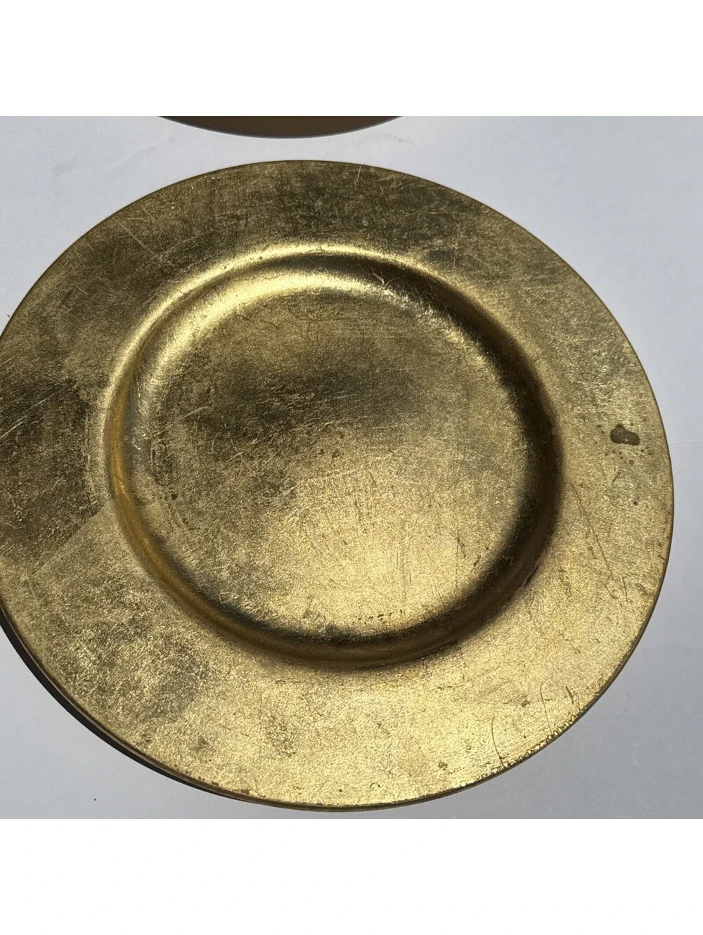 Pier 1 Imports VTG Gold Leaf Ceramic Charger Plate 13.5” Italy Set of 4 Holidays